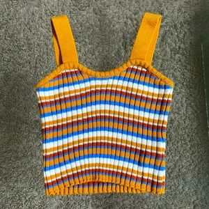 Cute knitted striped cropped tank top